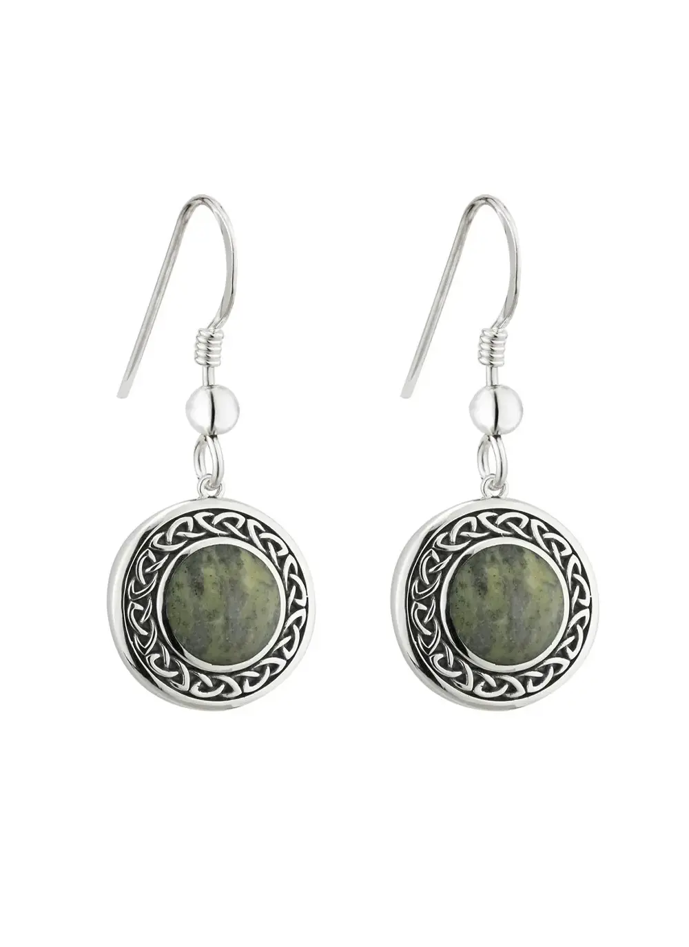 Connemara Marble Round Celtic Drop Earrings